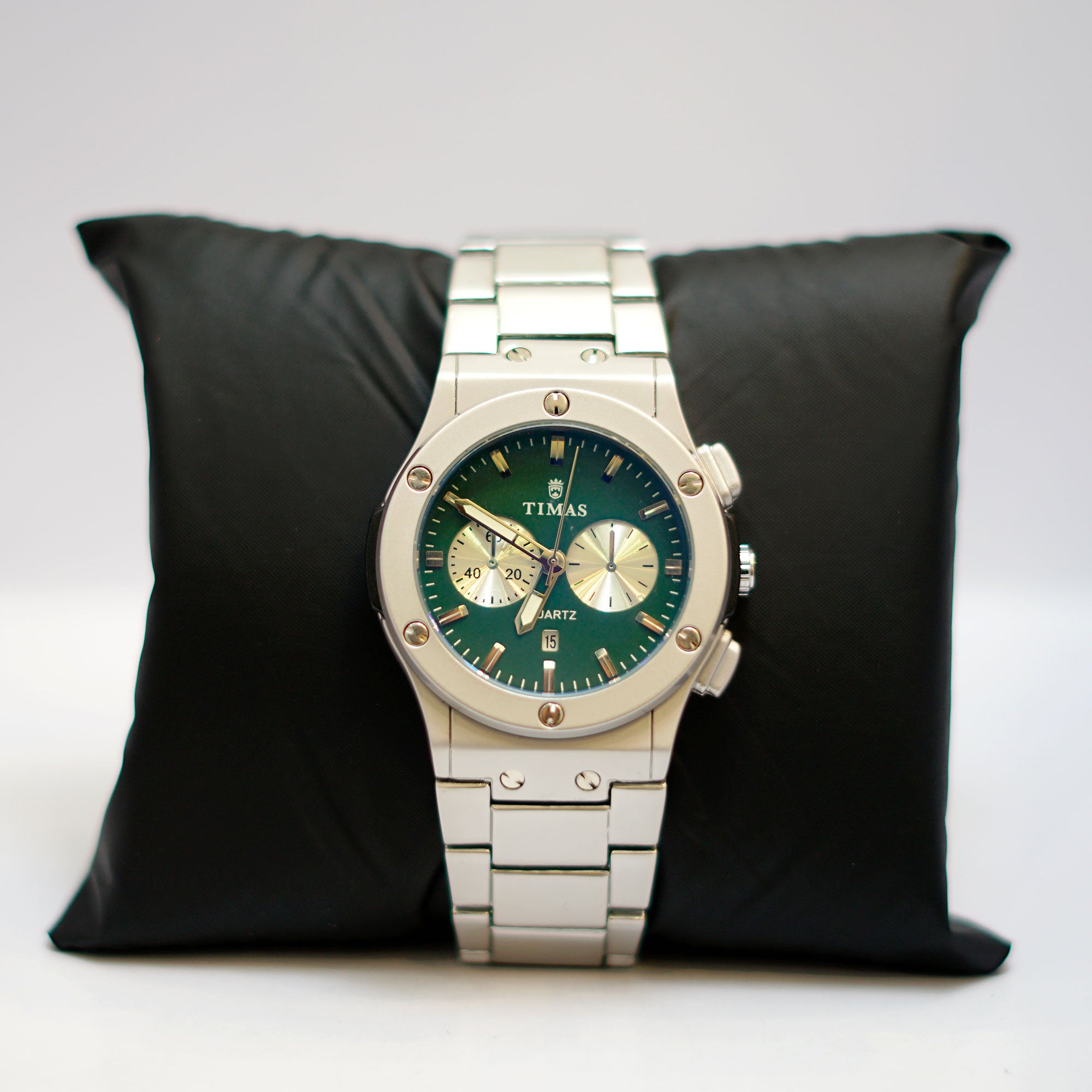 TIMAS Chronograph Watch with Dial and Steel Bracelet