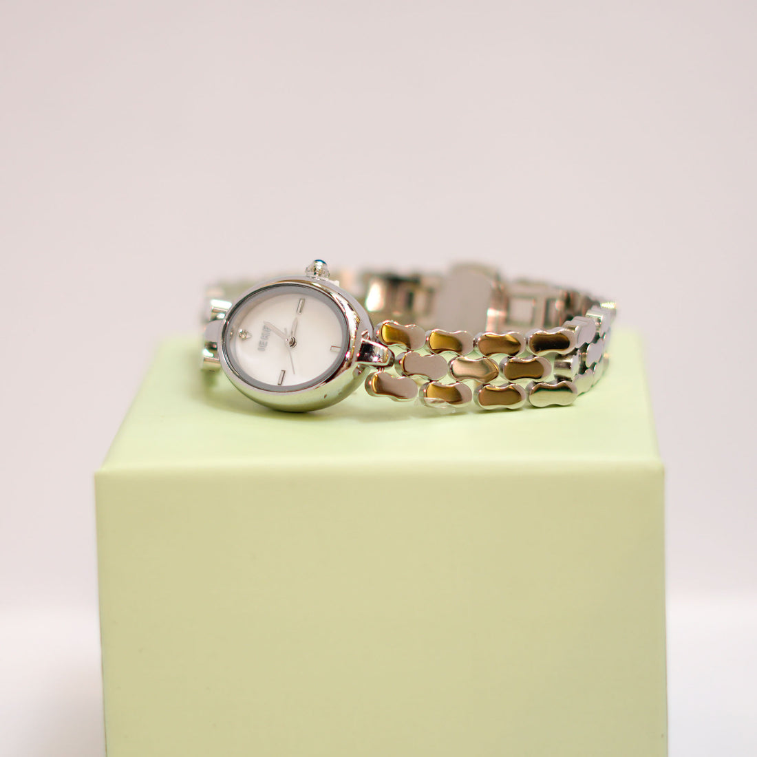 EVE Octagonal Ladies Watch with Mint Green Dial, Gold Bezel and Stainless Steel Bracelet