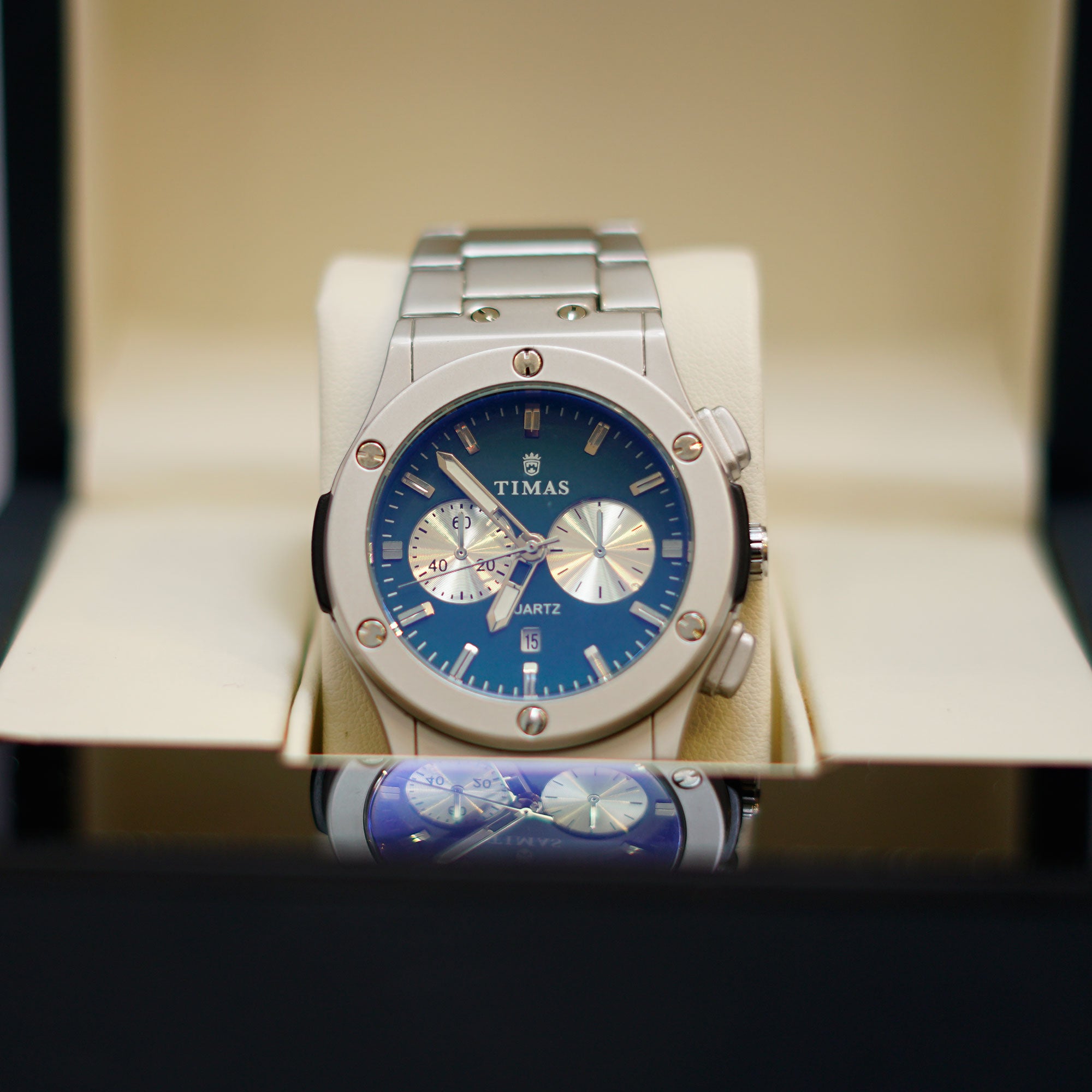 TIMAS Chronograph Watch with Dial and Steel Bracelet