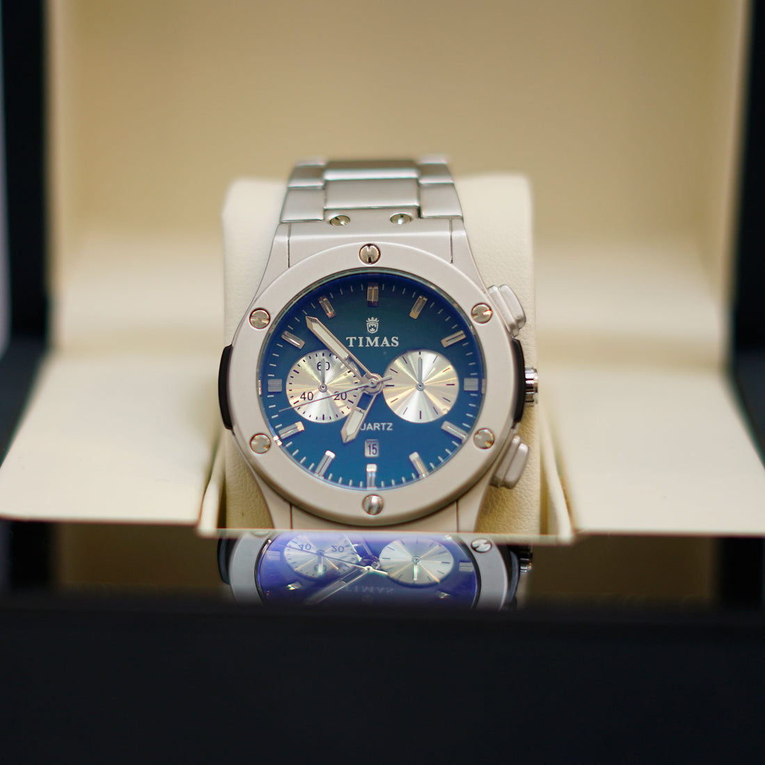 TIMAS Chronograph Watch with Dial and Steel Bracelet