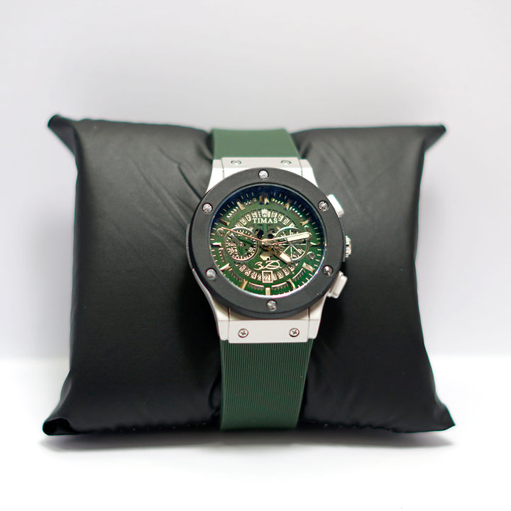 HUBLOT TIMES Green Skeleton Chronograph Watch