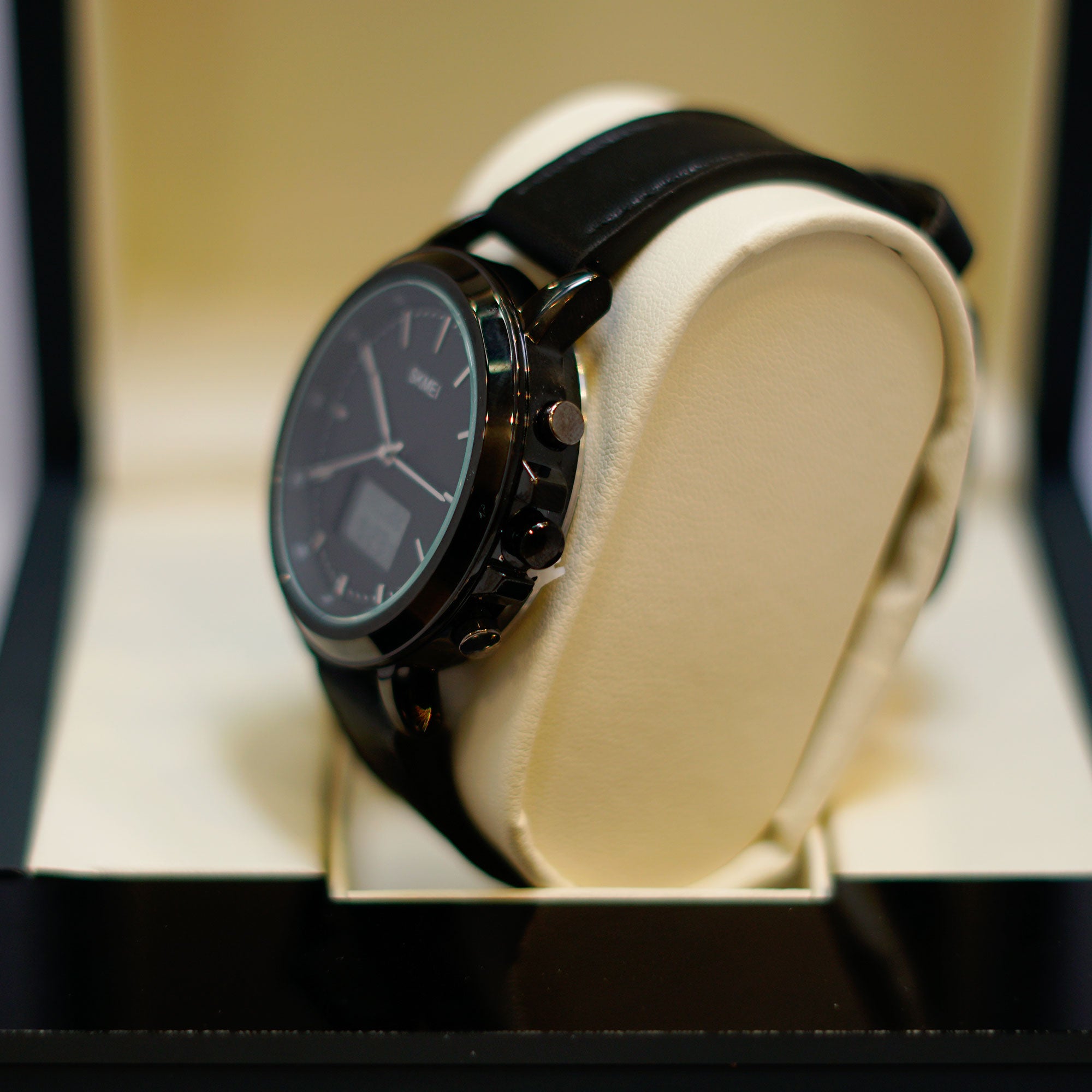 Black digital watch with a SKMEI brand