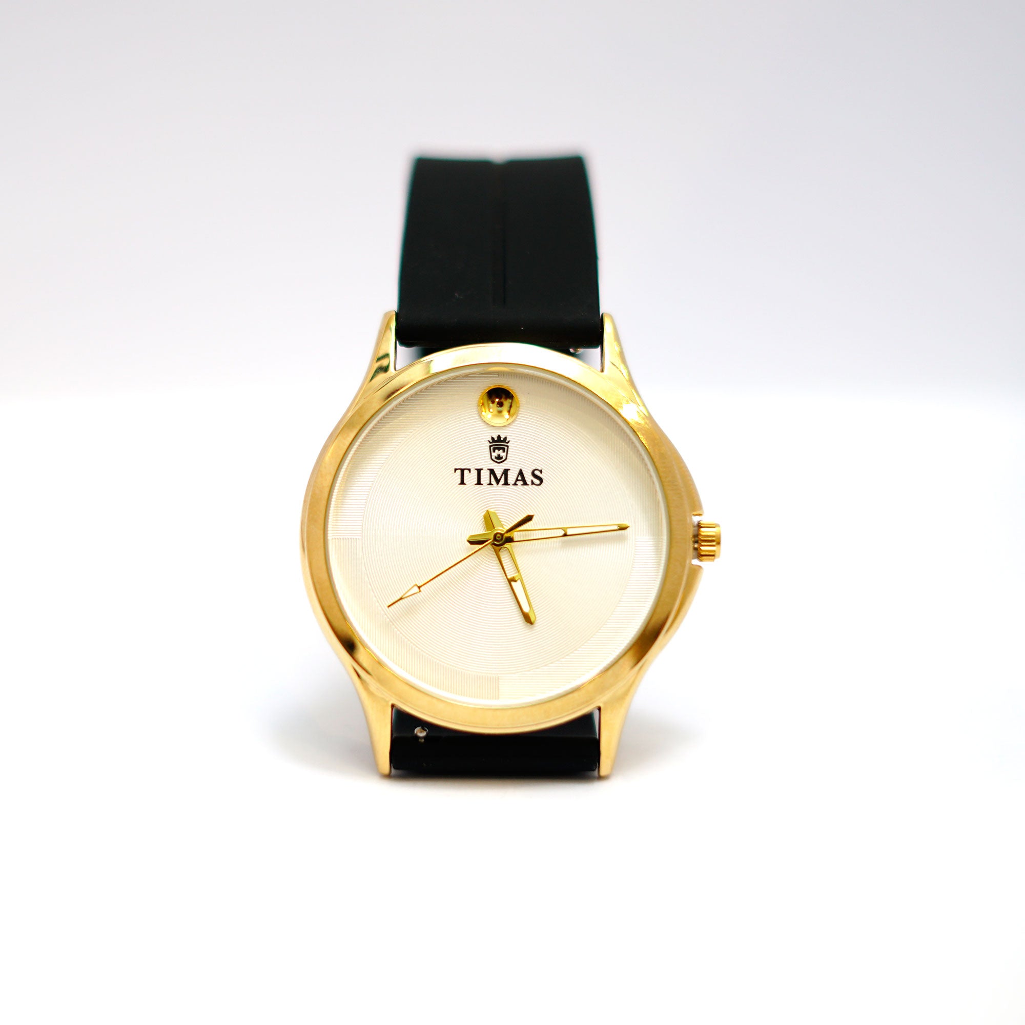 TIMAS Classic Gold-Tone Watch with White Dial and Date Display