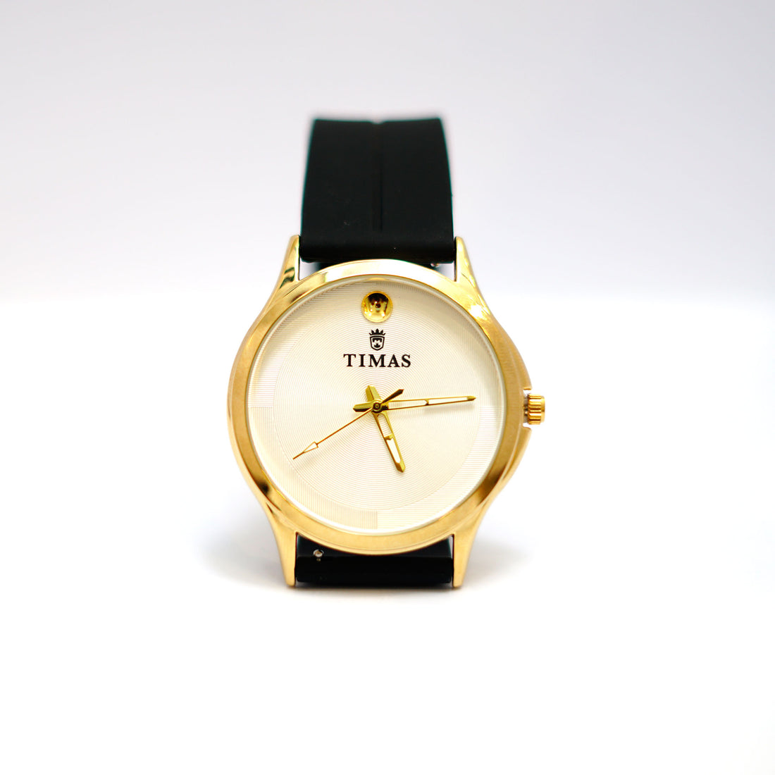 TIMAS Classic Gold-Tone Watch with White Dial and Date Display