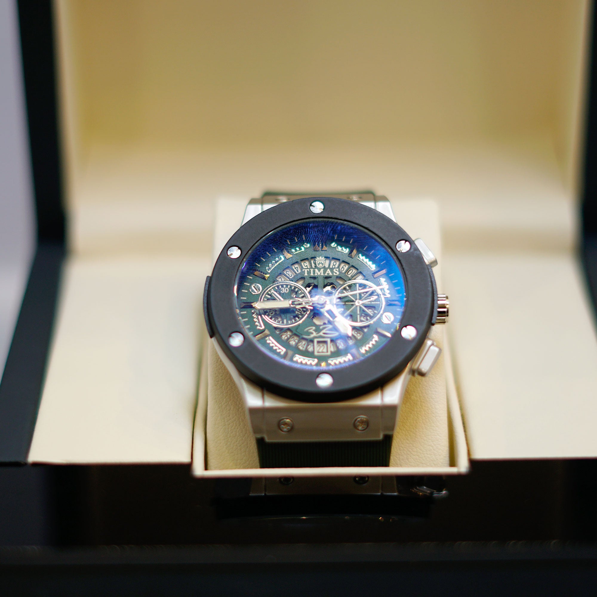 HUBLOT TIMES Green Skeleton Chronograph Watch