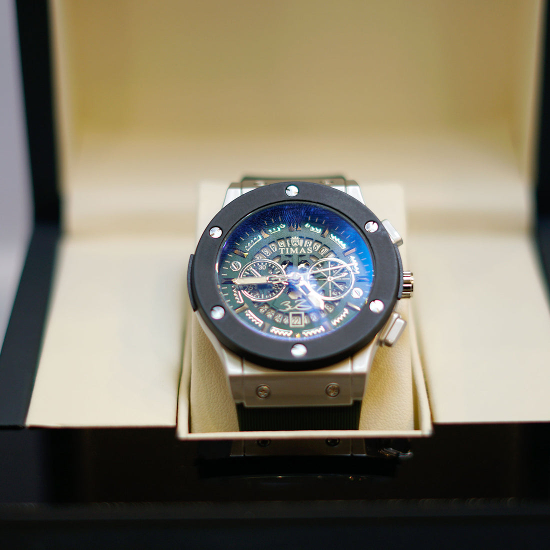 HUBLOT TIMES Green Skeleton Chronograph Watch